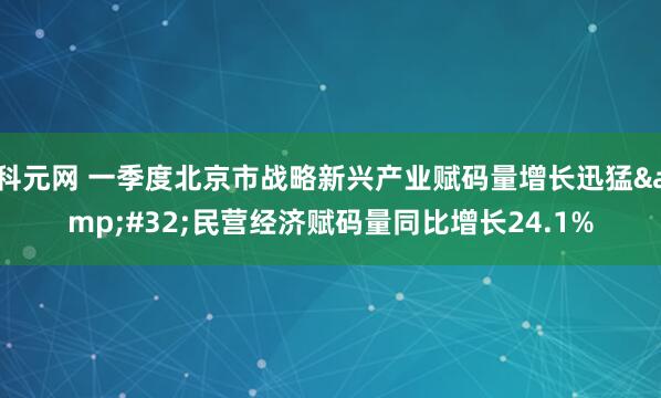科元网 一季度北京市战略新兴产业赋码量增长迅猛&#32;民营经济赋码量同比增长24.1%